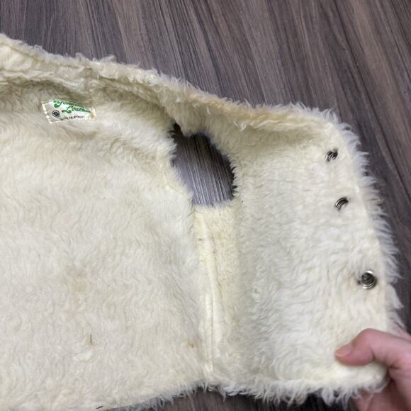 Vintage Kids Genuine Leather Sherpa Lined Suede Vest Beige Small 4/5 See Measure - Picture 9 of 11